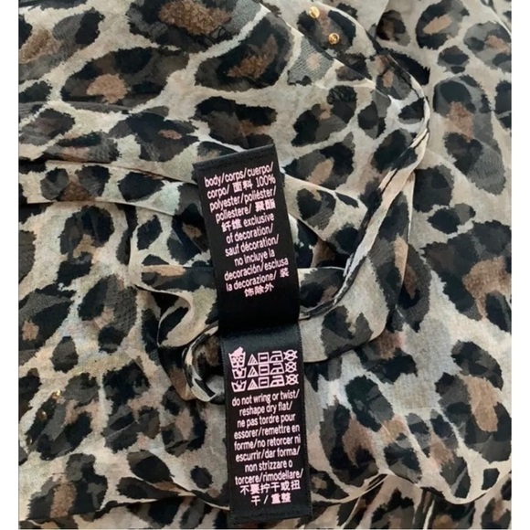 Victoria's Secret Sz XS S Long Leopard Print Sheer Ruffled Robe Jacket Cover-Up - Picture 10 of 16